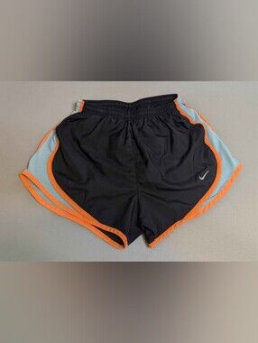 Black, orange, and blue Nike Dri-Fit shorts, small
